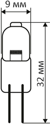 лампа галогенная "Эра" G4-JC-10W-12V - размеры