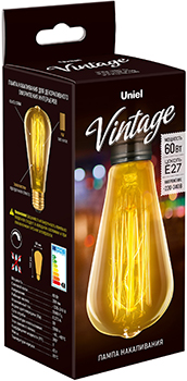 лампа накаливания Uniel IL-V-ST64-60-GOLDEN-E27 VW02 Vintage - упаковка