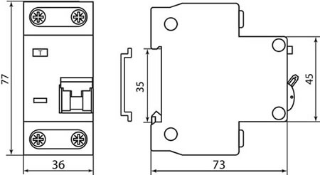 АВДТ32 TDM (1P+N) - размеры