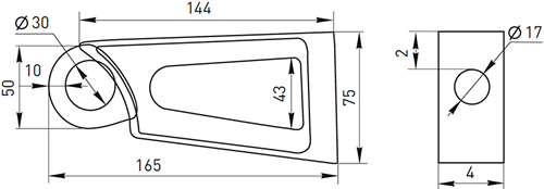 комплект промежуточной подвески ES1500 EKF - размеры кронштейна