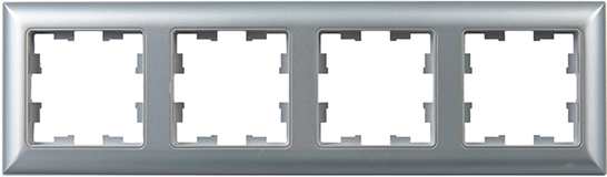 рамка 4-постовая IEK РУ-4-Бр Brite алюминий / алюминий - внешний вид