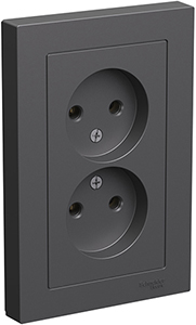 розетка 2-местная Systeme Electric AtlasDesign, базальт - внешний вид