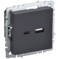 BRITE Роз. USB A+C 18Вт РЮ11-1-БрГ граф. IEK