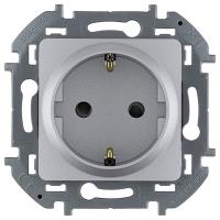купить Инспириа алюминий розетка скрытая 1-мест заземление шторки IP20  в Чебоксарах Инспириа алюминий розетка скрытая 1-мест заземление шторки IP20