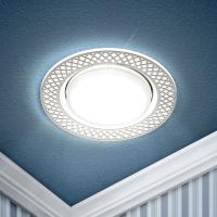 купить Светильник точечный GX53 круг белый/серебро встраиваемый ЭРА  в Чебоксарах Светильник точечный GX53 круг белый/серебро встраиваемый ЭРА