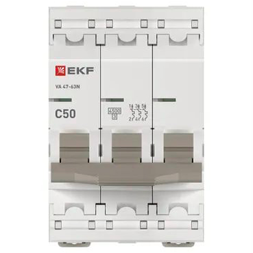 Автоматический выключатель ВА 47-63N 3P 50А (C) 4,5 кА PROXIMA EKF