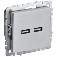 купить Брайт алюминий розетка USB A+A скрытая 2-ая  в Чебоксарах Брайт алюминий розетка USB A+A скрытая 2-ая