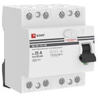 Выключатель дифференциальный (УЗО) 4Р 25А 30мА AC ВД-100 EKF PROxima