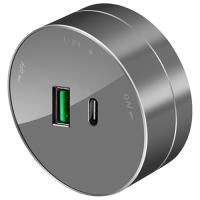 купить МультиТрек графит розетка USB A+C в шину 2-ая круглая в Чебоксарах МультиТрек графит розетка USB A+C в шину 2-ая круглая