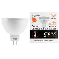 Лампа свд 220В GU5.3 9Вт 3000К 640лм MR16 матовая Gauss 