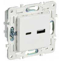 купить Сканди арктический белый  механизм USB A+C скрытая 2-ая 18Вт в Чебоксарах Сканди арктический белый  механизм USB A+C скрытая 2-ая 18Вт