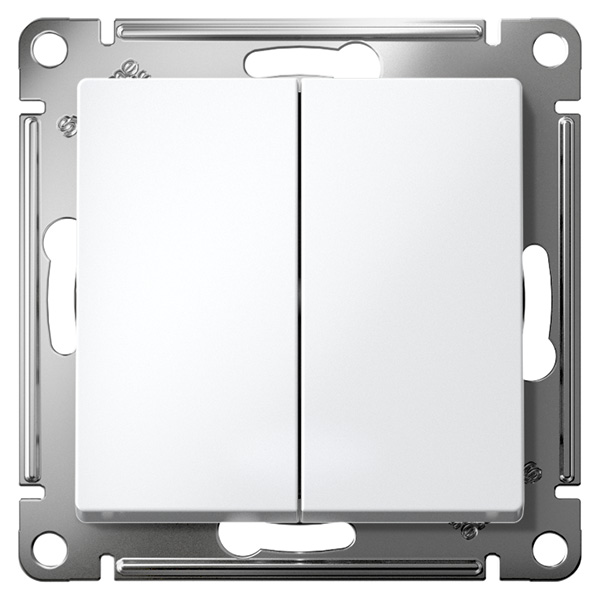 AtlasDesign белый переключатель 2кл скрытая 10А IP20 