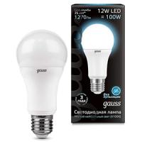 купить Лампа светодиодная 220В Е27 12Вт 4100К 1200лм стандарт A60 матовая Gauss Black в Чебоксарах Лампа светодиодная 220В Е27 12Вт 4100К 1200лм стандарт A60 матовая Gauss Black