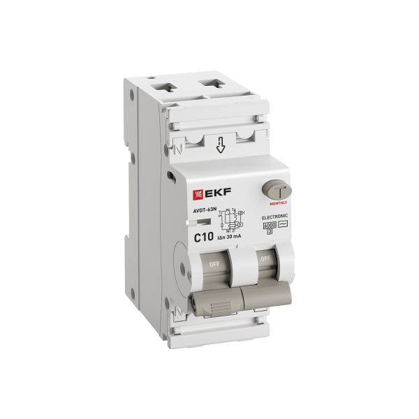 купить Дифавтомат 2Р 10А C тип AC 30мА 6кА 2мод АВДТ-63N EKF PROxima в Чебоксарах Дифавтомат 2Р 10А C тип AC 30мА 6кА 2мод АВДТ-63N EKF PROxima