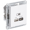 купить Атлас белый розетка USB type-A+type-C скрытая 2-ая тип-C 45Вт в Чебоксарах Атлас белый розетка USB type-A+type-C скрытая 2-ая тип-C 45Вт