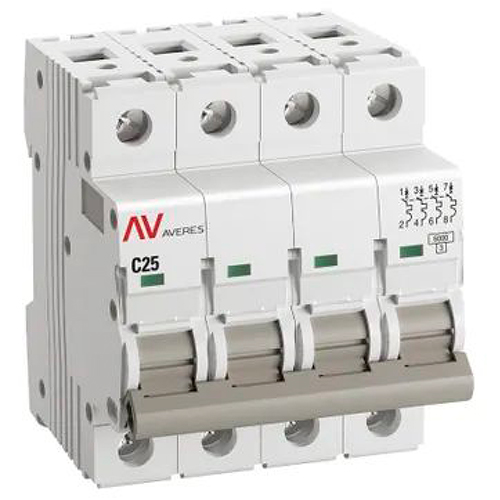 купить Автомат 4Р 25А C 6кА AV-6 EKF Averes  в Чебоксарах Автомат 4Р 25А C 6кА AV-6 EKF Averes