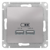 купить Атлас алюминий розетка USB скрытая 2-ая   в Чебоксарах Атлас алюминий розетка USB скрытая 2-ая