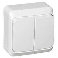 Этюд белый выключатель 2кл открытая 10А IP20 