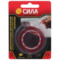 Скотч двухсторонний акриловый 12мм*1,5м прозрачный стойкий к УФ СИЛА