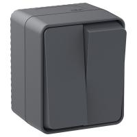 AtlasDesign Profi54 антрацит выключатель 2кл открытая 10А IP54 