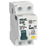 Дифавтомат 2Р 40А C тип AC 30мА 6кА 2мод ДИФ-103 DEKraft