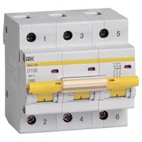Автомат 3Р 100А D 10кА ВА47-100 IEK 
