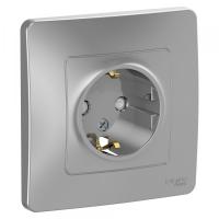 купить Бланка алюминий розетка скрытая 1-мест заземление шторки IP20 в Чебоксарах Бланка алюминий розетка скрытая 1-мест заземление шторки IP20