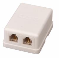 купить Рексант белый розетка RJ14 6(4) открытая 2-ая  в Чебоксарах Рексант белый розетка RJ14 6(4) открытая 2-ая