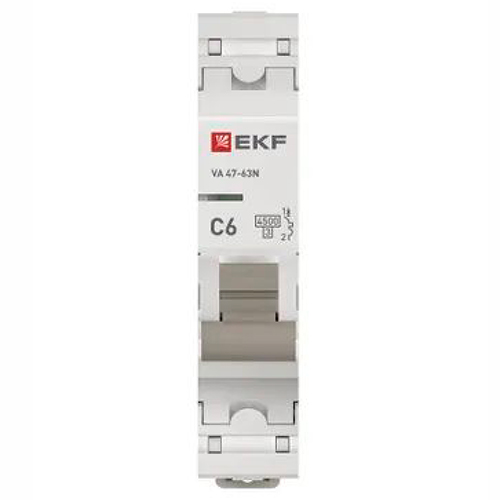 Автоматический выключатель ВА 47-63N 1P 6А (C) 4,5 кА PROXIMA EKF