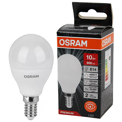 купить Лампа шар свд Е14 10Вт 4000К 800лм P45 матовый Osram LED Value black в Чебоксарах Лампа шар свд Е14 10Вт 4000К 800лм P45 матовый Osram LED Value black