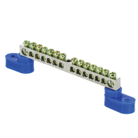 купить Шина нулевая 6*9 14групп 2 угловых изолятора синий винтовой по краям EKF в Чебоксарах Шина нулевая 6*9 14групп 2 угловых изолятора синий винтовой по краям EKF