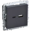 купить Брайт графит розетка USB A+C скрытая 2-ая  в Чебоксарах Брайт графит розетка USB A+C скрытая 2-ая