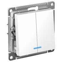 AtlasDesign белый механизм выключателя 2кл с подсветкой скрытая 10А IP20 быстрозажим.клем.  