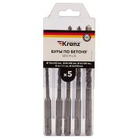 купить Набор буров по бетону 5-6х110х50, 6-8-10х160х100 мм, 5 шт., в пластиковой коробке SDS PLUS Kranz в Чебоксарах Набор буров по бетону 5-6х110х50, 6-8-10х160х100 мм, 5 шт., в пластиковой коробке SDS PLUS Kranz