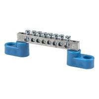 купить Шина нулевая 6*9 8групп 2 угловых изолятора синий  EKF цинк в Чебоксарах Шина нулевая 6*9 8групп 2 угловых изолятора синий  EKF цинк