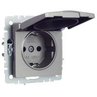 купить Брайт сталь розетка скрытая 1-мест заземление с крышкой шторки IP20  в Чебоксарах Брайт сталь розетка скрытая 1-мест заземление с крышкой шторки IP20