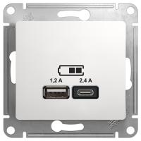 купить Глосса белый розетка USB A+C скрытая 2-ая  в Чебоксарах Глосса белый розетка USB A+C скрытая 2-ая