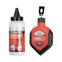 Шнур разметочный в пластмассовом обрезиненном корпусе, порошок красный// Matrix 84855