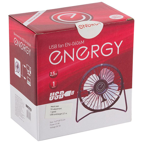 Вентилятор настольный 2,5Вт черный Energy USB