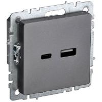 купить Брайт сталь розетка USB A+C скрытая 2-ая  в Чебоксарах Брайт сталь розетка USB A+C скрытая 2-ая