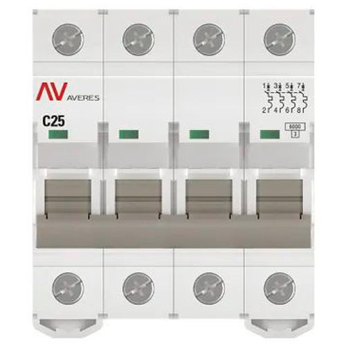 купить Автомат 4Р 25А C 6кА AV-6 EKF Averes  в Чебоксарах Автомат 4Р 25А C 6кА AV-6 EKF Averes