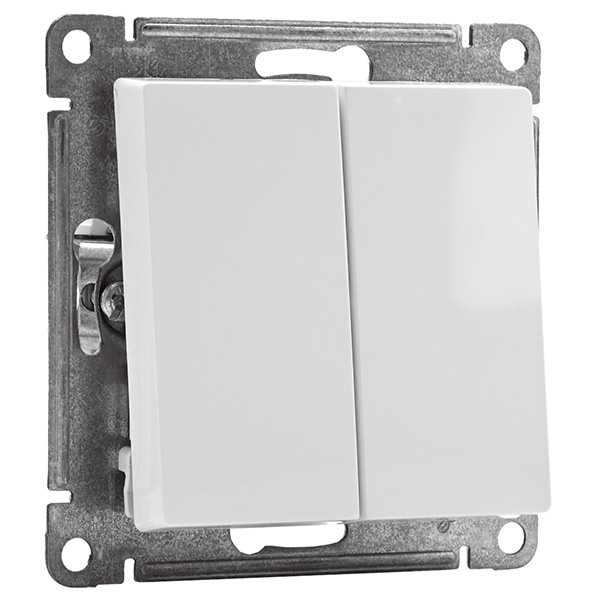 AtlasDesign белый переключатель 2кл скрытая 10А IP20 