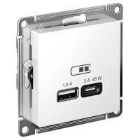AtlasDesign белый розетка USB type-A+type-C скрытая 2-ая тип-C 45Вт