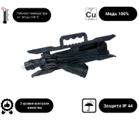 купить Удлинитель 1-мест 10м КГ 3*1,5 черный рамка IP44 PlexUp  в Чебоксарах Удлинитель 1-мест 10м КГ 3*1,5 черный рамка IP44 PlexUp