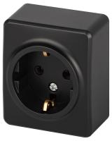 Эксперт антрацит розетка открытй 1-мест заземление IP20