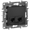 купить Этика антрацит розетка RJ45 скрытая 2-ая cat5e UTP в Чебоксарах Этика антрацит розетка RJ45 скрытая 2-ая cat5e UTP