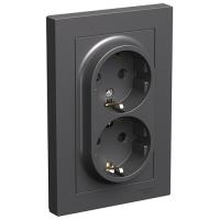 купить Атлас базальт розетка скрытая 2-мест заземление шторки IP20 в сборе в Чебоксарах Атлас базальт розетка скрытая 2-мест заземление шторки IP20 в сборе