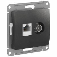 купить Глосса антрацит розетка RJ45+TV скрытая 2-ая  в Чебоксарах Глосса антрацит розетка RJ45+TV скрытая 2-ая