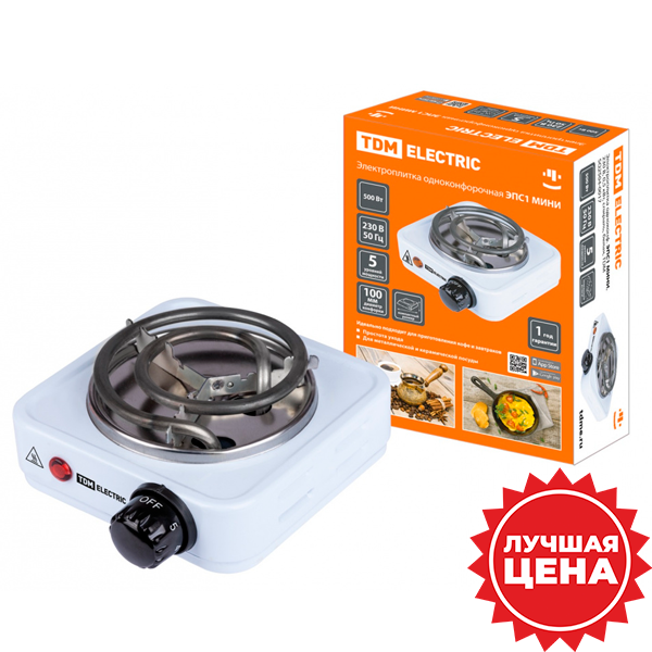 купить Электроплитка 1конф 500Вт TDM ТЭН белый в Чебоксарах Электроплитка 1конф 500Вт TDM ТЭН белый