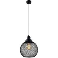 купить Светильник подвес 1*40Вт E27 черный шар сетка Лофт в Чебоксарах Светильник подвес 1*40Вт E27 черный шар сетка Лофт